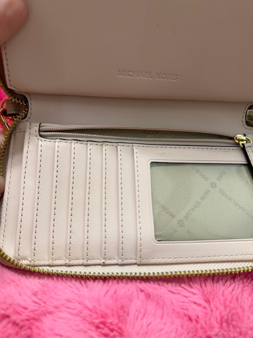 MICHAEL KORS Powder Pink Leather Zip-Around Wristlet Wallet - Picture 8 of 9